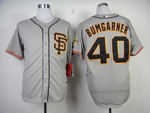 Giants #40 Madison Bumgarner Grey Road 2 Cool Base Stitched MLB Jersey - Click Image to Close
